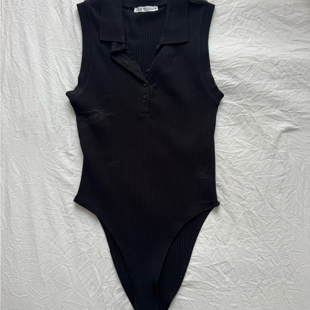 Zara Black Ribbed Bodysuit